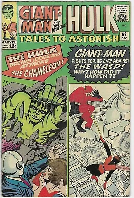 Buy TALES TO ASTONISH 62 F+ 1964 INCREDIBLE HULK 1st APPEARANCE LEADER 1959 SERIES • 197.89£