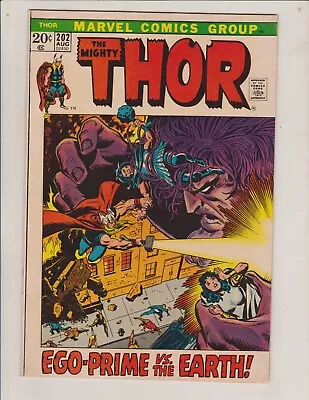 Buy Thor #202 Marvel 1972 John Buscema 1st Ego Prime Cover Heimdall Odin Hildegarde • 11.91£
