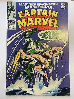 Buy CAPTAIN MARVEL #4 Silver Age Sub-Mariner Marvel Comics 1968 FN • 13.95£