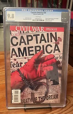 Buy Captain America 25 (CGC 9.8) Death Of Cap Winter Soldier Crossbones 2007 O602 • 39.53£