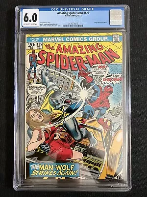 Buy Amazing Spider-Man #125 CGC 6.0 1973 Marvel Origin Of Man Wolf Comic Book ASM • 80.43£