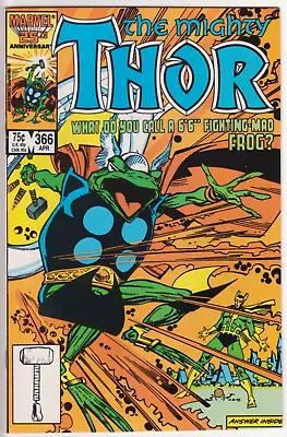 Buy The Mighty Thor #366, Marvel Comics 1986 VF 8.0  Throg On Cover!  Walt Simonson • 19.82£