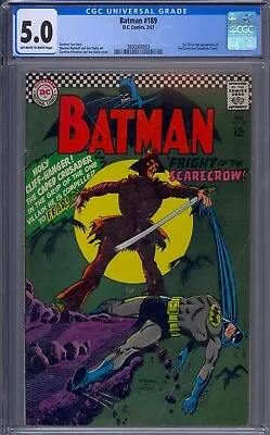 Buy Batman #189 Cgc 5.0 1st Sa Scarecrow Jonathan Crane Carmine Infantino • 332.47£