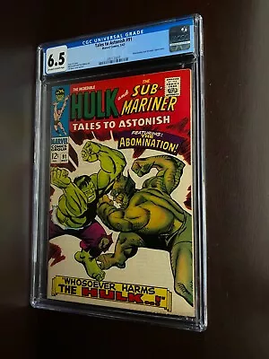 Buy Tales To Astonish #91 (1967) / CGC 6.5 / 1st Abomination Cover Appearance • 87.15£