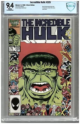 Buy Incredible Hulk  # 325  CBCS   9.4  NM   White Pgs   11/86   Marvel Universe Pic • 80.06£