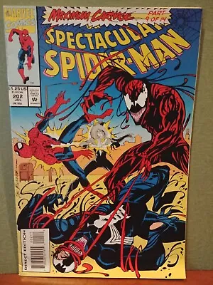 Buy Peter Parker Spectacular Spider-Man #202 - 1993 Marvel Maximum Carnage 7.0 • 4.13£