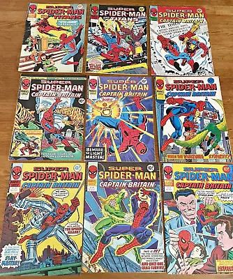 Buy 9 Comics  -super Spider-man & The Titans & Captain Britain. Marvel Comics 1977 • 25£