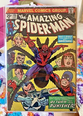 Buy Amazing Spider-Man #135 KEY 2nd App. Punisher - MVS INTACT! 1974 Romita Marvel • 52.03£