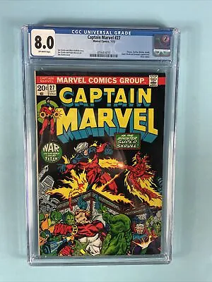 Buy Captain Marvel #27 (1st App Of Eros Star Fox) CGC 8.0  1973 • 218.44£