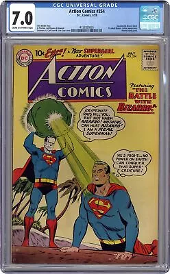 Buy Action Comics #254 CGC 7.0 1959 4153920001 1st Meeting Bizarro & Superman • 919.45£