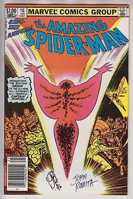Buy Spiderman Annual # 16 Nm Signed John Romita Jr Df Coa 1st Monica Rambeau  1982 • 174.95£