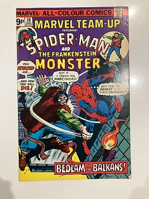 Buy Marvel Team-Up 36 1975 Good Condition Spider-Man & Frankenstein Monster • 8.50£