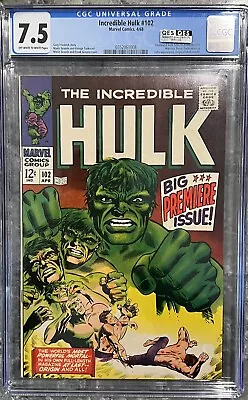 Buy Incredible Hulk #102 Cgc 7.5 1968 Hulk Origin Retold QES • 235.86£