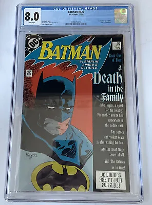 Buy Batman #426 DC Comics CGC 8.0  Dec 1988 Death In The Family Pt 1 • 124.95£