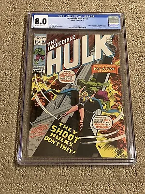Buy Incredible Hulk 142 CGC 8.0 OW/White Pages (Iconic Valkyrie Cover) • 99.94£