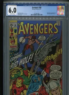 Buy Avengers #80 (1970) CGC 6.0 [OFF-WHITE] Origin And 1st Red Wolf! • 39.98£