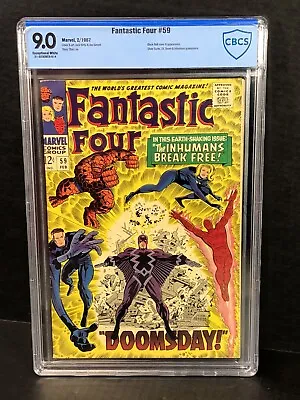 Buy Fantastic Four #59 ❄️CBCS 9.0 EXC WHITE Pages❄️ Doctor Doom Inhumans Marvel 1967 • 233.01£
