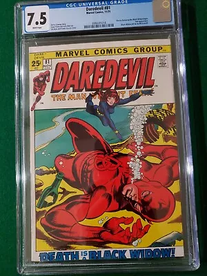 Buy Daredevil #81 CGC 7.5 White! Bronze Age Marvel Black Widow Begins Giant • 98.95£