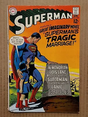 Buy Superman #215 Neal Adams Cover DC 1969 VG • 8.03£