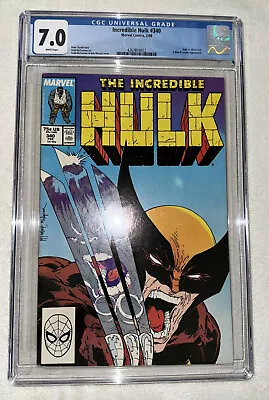 Buy Incredible Hulk #340 CGC 7.0 Grade 1988 WHITE Pages Wolverine Newstand • 134.40£