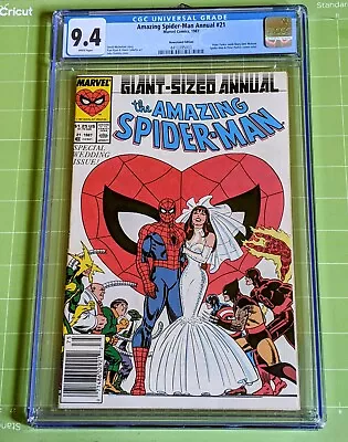 Buy Amazing Spider-Man Annual #21 CGC 9.4/NM 1987 Newsstand Ed. Wedding Of Pete & MJ • 59.16£