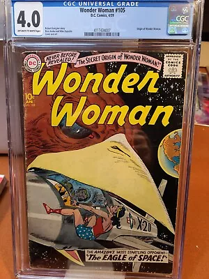Buy Wonder Woman #105 - DC 1959 CGC 4.0 Origin Of Wonder Woman. • 413.89£