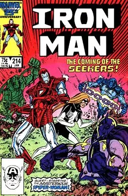 Buy IRON MAN #214 F/VF, Spider-Woman, Direct Marvel Comics 1987 Stock Image • 3.95£