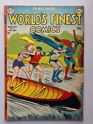 Buy World's Finest Comics #53 Fn (6.0) August 1951 Dc Superman Batman Robin ** • 599.99£