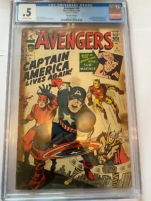 Buy THE AVENGERS #4 1st SA App Captain America UK Price Variant  Marvel 1964 CGC 0.5 • 299.95£