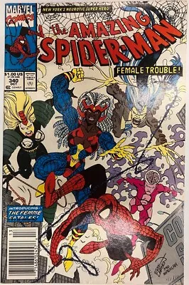 Buy Amazing Spider-Man #340 Newsstand (1990) KEY 1st Team App. Femme Fatales (NM-) • 15.80£