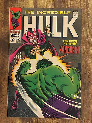 Buy Incredible Hulk #107 - STUNNING NEAR MINT 9.0 VF/NM - Mandarin - Marvel 1968 • 29.58£