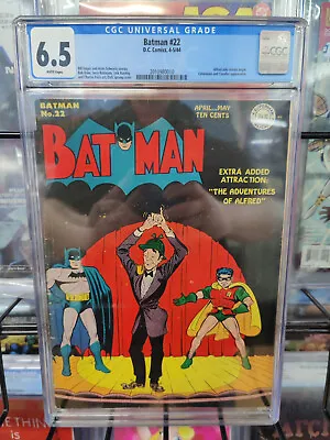 Buy Batman #22 (1944) - Cgc Grade 6.5 - 1st Solo Alfred Story & Cover Appearance! • 1,206.42£