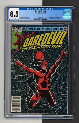 Buy Daredevil #188, CGC 8.5, Newsstand, White Pages, Frank Miller, Marvel 1982 • 68.70£