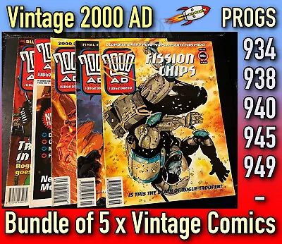 Buy 2000 AD 5 X Comic Bundle: Progs 934 938 940 945 & 949 Vintage Used 1990s #2AD2 • 4.99£