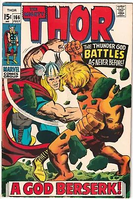 Buy Thor #166 1969 Marvel Comics 4.0 VG KEY CLASSIC THOR VS HIM BATTLE JACK KIRBY • 36.78£