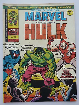 Buy Mighty World Of Marvel #103 - Hulk - Marvel UK Comic 21 September 1974 F/VF 7.0 • 5.99£
