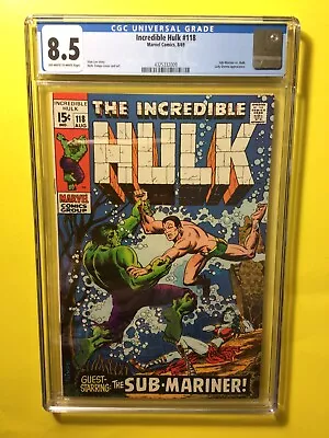 Buy Incredible Hulk #118 Sub-Mariner Vs Hulk CGC 8.5 Marvel 1969. • 181.76£