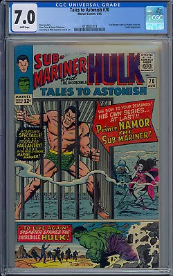 Buy Cgc 7.0 Tales To Astonish #70 White Pages Sub-mariner 1st Solo Appearance 1965 • 113.98£