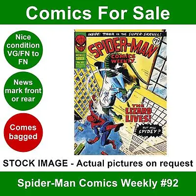 Buy Spider-Man Comics Weekly #92 Comic VG/FN 16 Nov 1974 Marvel UK • 4.99£