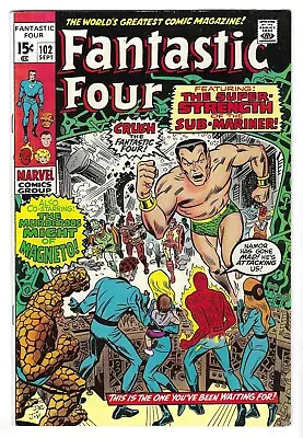 Buy Fantastic Four #102 BRONZE AGE MARVEL COMIC BOOK Magneto Sub-Mariner CIRCA 1970 • 63.24£