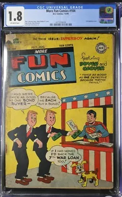 Buy More Fun Comics #104 Cgc 1.8 (gd-) Classic 1st Superboy Cover 1945 Rare Dc • 512.67£