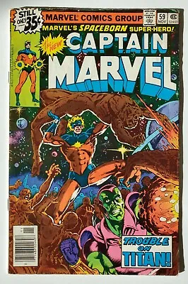 Buy Captain Marvel #59 FN-   1ST CAMEO OF ELYSIUS!!! 1ST APP OF STELLARAX!!! KEY!!! • 3.99£