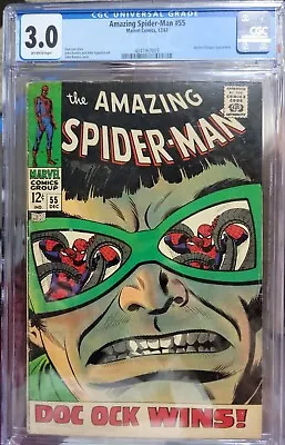 Buy Amazing Spider-Man 55 (CGC 3.0) Doctor Octopus Appearance Romita 1967 N379 • 78.06£