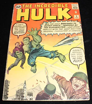Buy Incredible Hulk #3 (VG) Banished To Outer Space - Hard To Find - 1962 • 800.51£
