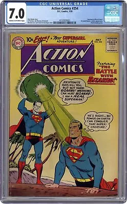 Buy Action Comics #254 CGC 7.0 1959 4153920001 1st Meeting Bizarro & Superman • 906.69£
