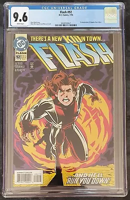 Buy Flash #92 (1994) Cgc 9.6 White Pages - 1st Appearance Of Bart Allen Aka Impulse • 105£