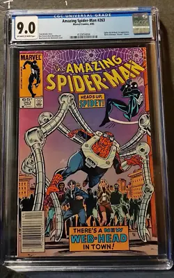 Buy Amazing Spider-Man 263 Newsstand Edition CGC  9.0  VF/NM   OW/W  Pages • 39.71£