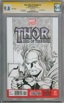 Buy Thor God Of Thunder 1 Cgc 9.8 Signature Series Signed Mike Perkins Sketch Marvel • 199.95£