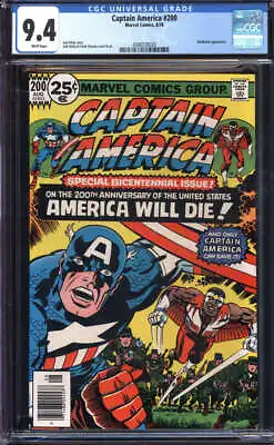 Buy CAPTAIN AMERICA #200 CGC 9.4 WHITE PAGES // 200th ANNIVERSARY ISSUE 1976 • 71.96£