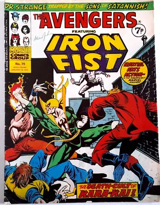Buy The Avengers UK Comic No # 70 January 18th 1975 MARVEL Dr Strange, Iron Fist • 5.49£
